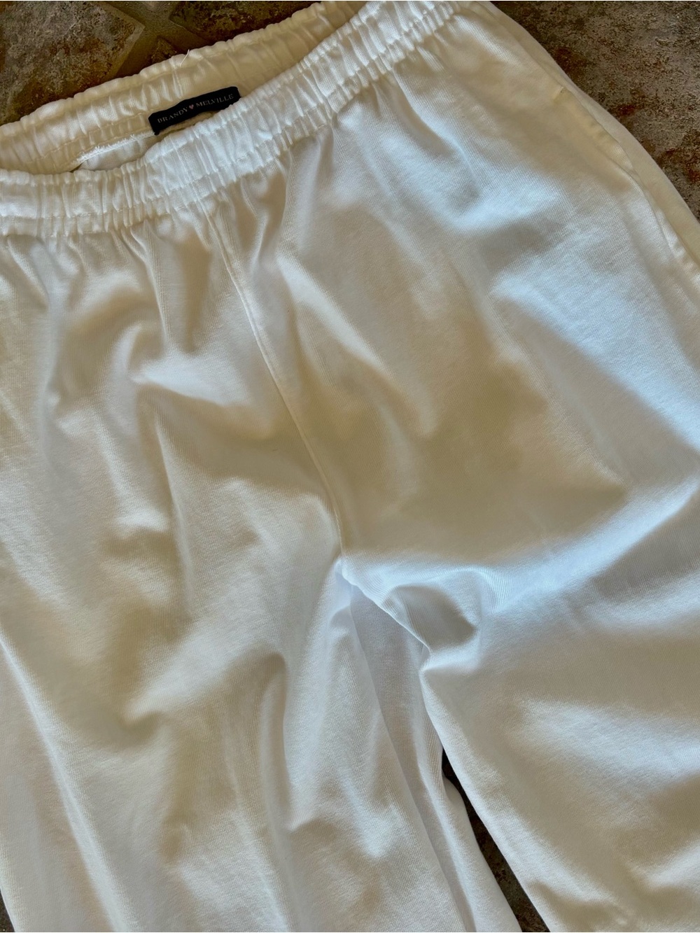 Brandy Melville White Drawstring Wide-Leg Pants - Picture 5 of 5